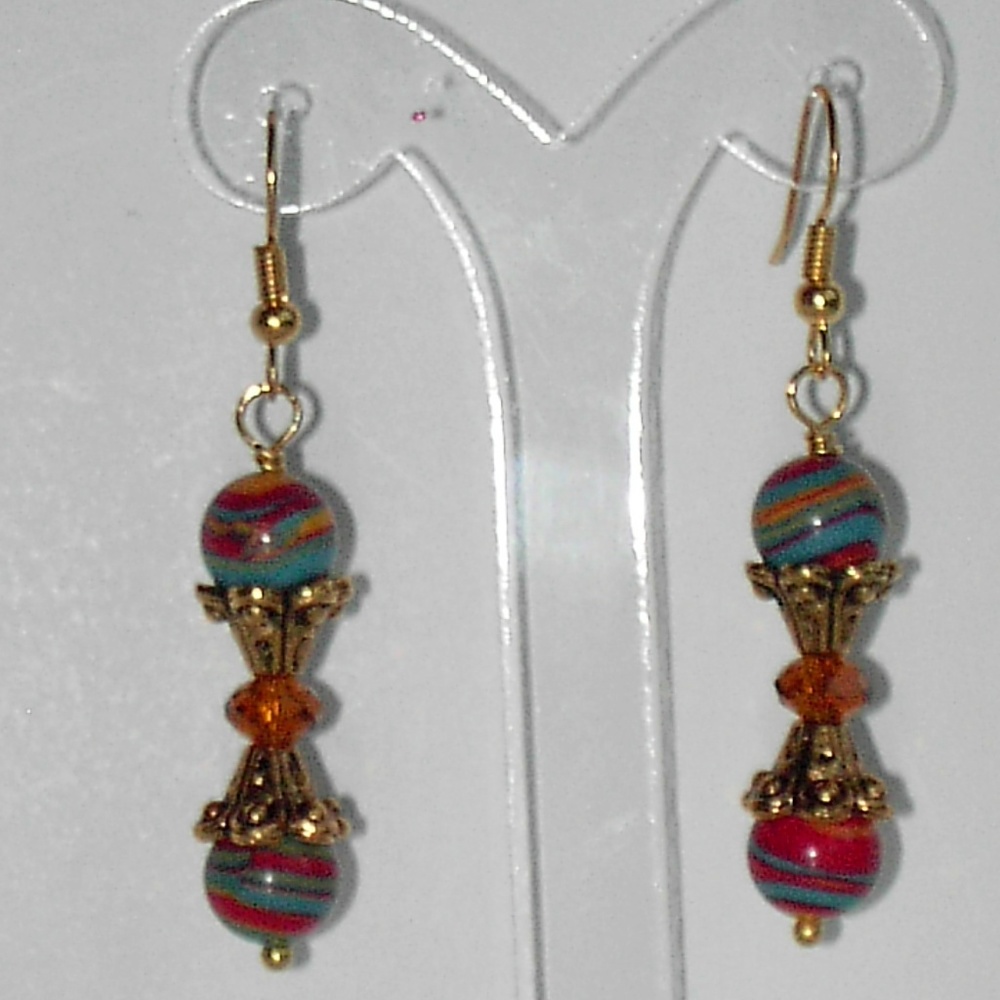 Multi color faux turquoise earrings (#364)